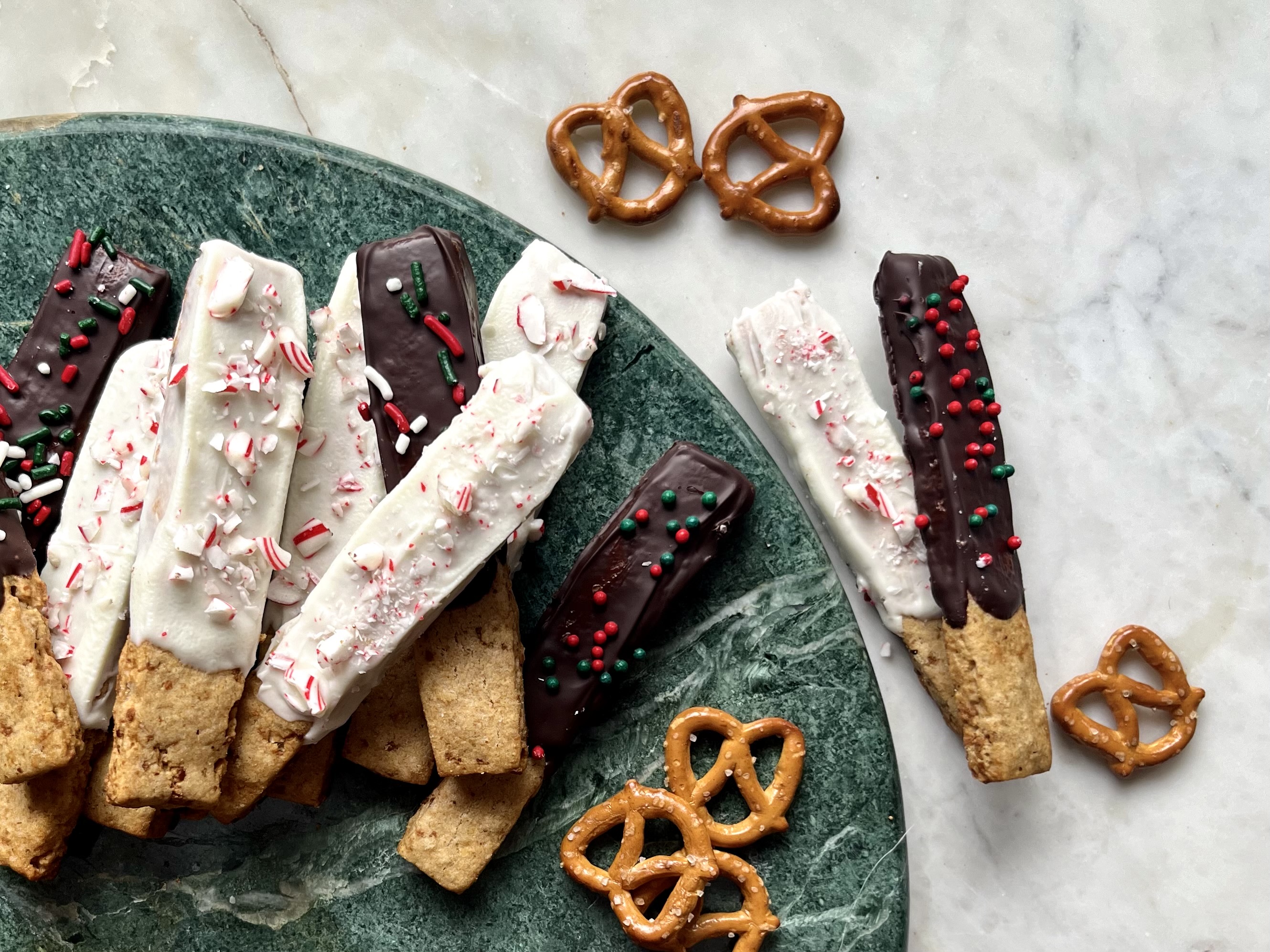Chocolate-Dipped Pretzel Shortbread