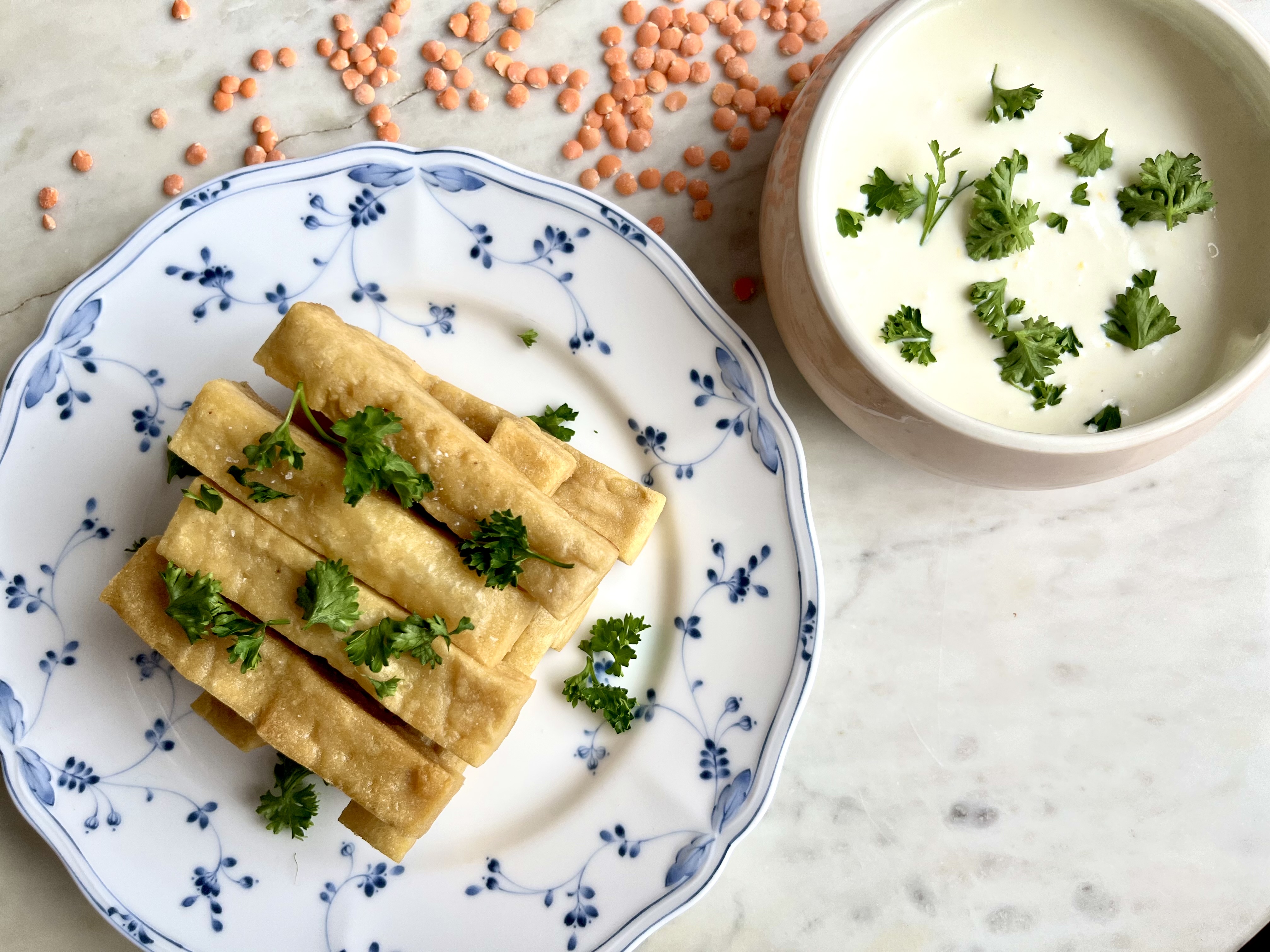 Red Lentil Panisse with Whipped Goat Cheese